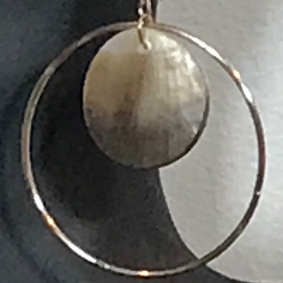 Design Lab Gold Tone Drop Hoop Women’s Earrings With Shell Like Centre - Picture 7 of 10